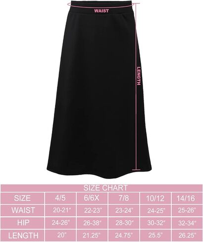 Girls Pull-On Long A-Line Below The Knee Skirt - Made in The USA in Kuwait