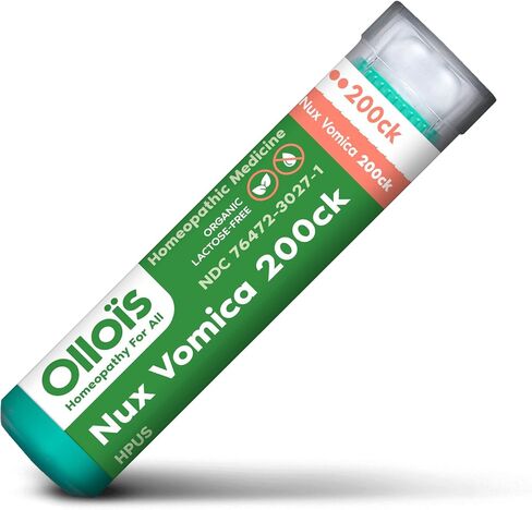 OLLOIS Nux Vomica 200ck، عضوي، خالي من اللاكتوز، نباتي، طب المثلية، 80 حبة (عبوة من 1) in Kuwait