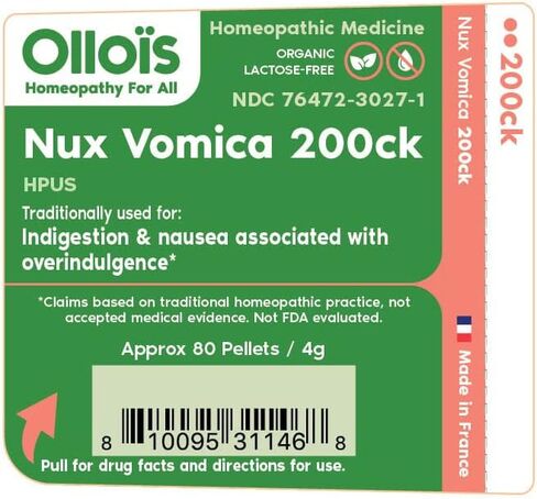 OLLOIS Nux Vomica 200ck، عضوي، خالي من اللاكتوز، نباتي، طب المثلية، 80 حبة (عبوة من 1) in Kuwait