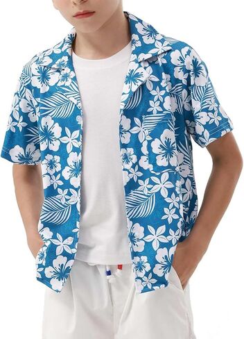 APTRO Boy's Hawaiian Shirt Tropical Beach Casual Summer Shirt with Pocket Short Sleeve in Kuwait