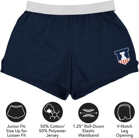 Campus Lab Official Collegiate School Logo - Team Color Womens Soffe Short, Elastic Fold Over Waist Shorts, Junior Fit in Kuwait