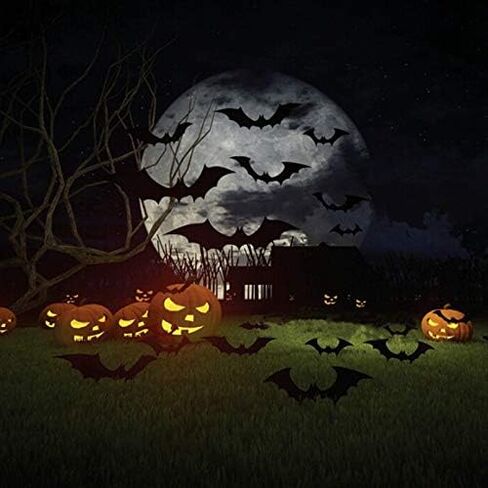 لوازم حفلات الهالوين ديكورات الخفافيش - خفافيش ديكور ثلاثية الأبعاد مخيفة ملصقات جدارية لتزيين نافذة الهالوين لتزيين المكاتب المنزلية 28 قطعة in Kuwait