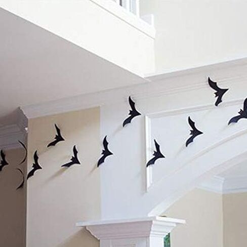 لوازم حفلات الهالوين ديكورات الخفافيش - خفافيش ديكور ثلاثية الأبعاد مخيفة ملصقات جدارية لتزيين نافذة الهالوين لتزيين المكاتب المنزلية 28 قطعة in Kuwait