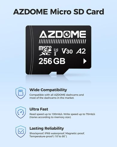 AZDOME 128GB Micro SD Card microSDXC Memory Card for AZDOME M550 GS63H Pro M63 M300 M300S M27 M17 M01 Pro PG19X Dash Cam Full HD & 4K UHD, U3, A2, V30 in Saudi Arabia