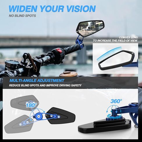 MICTUNING Motorcycle Mirrors - Bar End Rear View Mirrors Compatible with Most Honda Grom, Yamaha, Kawasaki, Ducati, Suzuki and More in Saudi Arabia