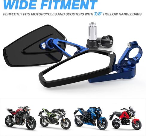 MICTUNING Motorcycle Mirrors - Bar End Rear View Mirrors Compatible with Most Honda Grom, Yamaha, Kawasaki, Ducati, Suzuki and More in Saudi Arabia