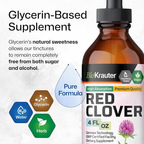 Red Clover Tincture - Red Clover Extract - Liquid Supplement for Women's Support - Alcohol and Sugar Free - Vegan Drops 2 Fl.Oz. in Saudi Arabia