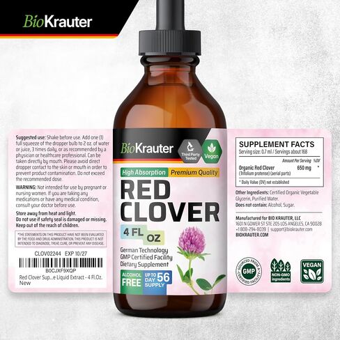 Red Clover Tincture - Red Clover Extract - Liquid Supplement for Women's Support - Alcohol and Sugar Free - Vegan Drops 2 Fl.Oz. in Saudi Arabia