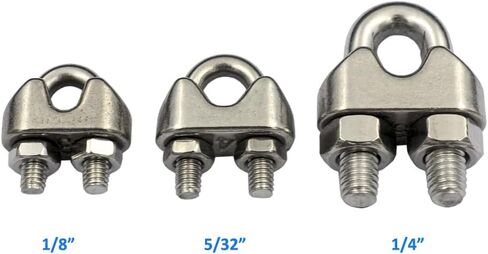 DGOL 16 حزم 5/32 بوصة (4 مم) 304 سلك فولاذي مقاوم للصدأ حبل المشبك حامل قصاصة قوي 18-8 SS بكرة كابل السحابات in Kuwait
