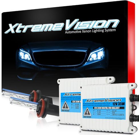 حزمة XtremeVision 35W AC Xenon HID مع كوابح تيار متردد نحيفة (زوج واحد) وH1 5000K - 5K لمبة زينون بيضاء ساطعة (زوج واحد) in Kuwait