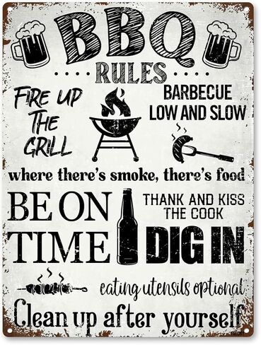Vintage Bbq Signs For Outside - Bbq Decorations Outdoor Gift Ideas Aluminum Rust Free 9" X 11", Pre-Drilled Holes, Weather Resistant in Saudi Arabia