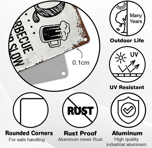Vintage Bbq Signs For Outside - Bbq Decorations Outdoor Gift Ideas Aluminum Rust Free 9" X 11", Pre-Drilled Holes, Weather Resistant in Saudi Arabia
