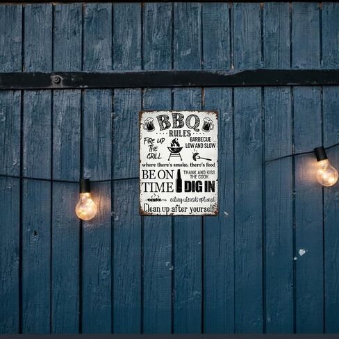 Vintage Bbq Signs For Outside - Bbq Decorations Outdoor Gift Ideas Aluminum Rust Free 9" X 11", Pre-Drilled Holes, Weather Resistant in Saudi Arabia