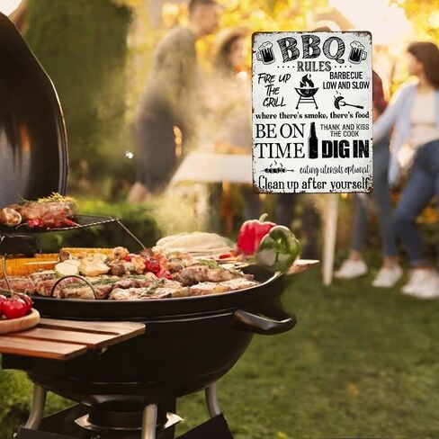 Vintage Bbq Signs For Outside - Bbq Decorations Outdoor Gift Ideas Aluminum Rust Free 9" X 11", Pre-Drilled Holes, Weather Resistant in Saudi Arabia