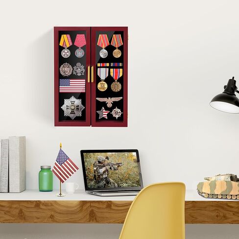 حامل حافظة عملات معدنية مقاس 14 × 19، حامل عملات معدنية عسكرية من 7 طبقات مع أرفف أخاديد قابلة للإزالة، حافظة عرض ميداليات عسكرية، صندوق ظلال للبوكر، الرقائق، المقتنيات، الدبوس in Kuwait