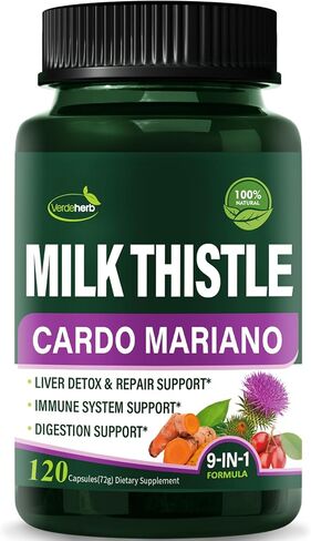 Berberine with Milk Thistle Liver Detox Capsules, Berberina y Alcachofa y Cardo Mariano con Silimarina para el Higado Graso, Liver Cleanse Detox & Repair Formula w/Turmeric Extract. 120Count in Saudi Arabia