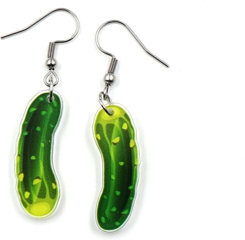 Funny Pickle Cucumber Acrylic Earrings for Women Teen Girls Unique Cute Green Resin Pickled Vegetable Food Can Geometric Lightweight Dangle Drop Earrings for Birthday Christmas Party Trendy Jewelry Gifts in Saudi Arabia
