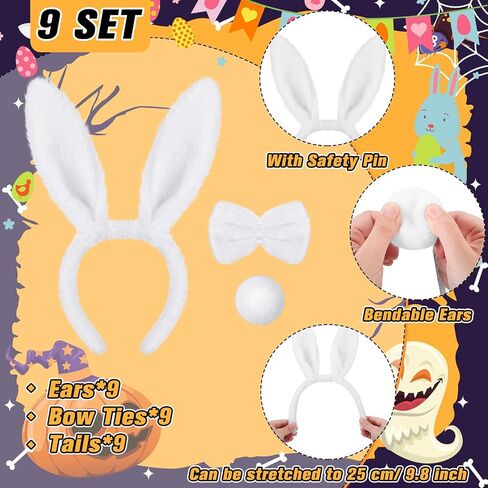 WILLBOND 27 Pieces Dalmatian Costume Set Dog Ear Headband Elastic Bowtie Tail for Halloween Cosplay Costume Party Decoration in Saudi Arabia