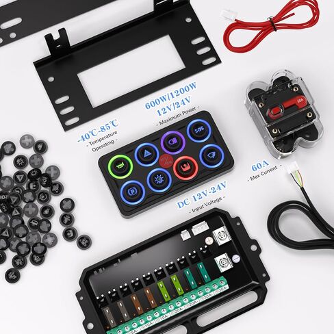 MaySpare Switch Panel Upgraded Multicolored Toggle Momentary Pulse Switch Panel,Electronic Relay System for Yachts Trucks Off-Road Vehicles RVs SUVs UTVs ATVs- IP68 Waterproof (8 Gang Switch Panel) in Kuwait