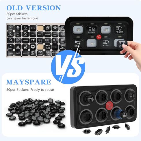 MaySpare Switch Panel Upgraded Multicolored Toggle Momentary Pulse Switch Panel,Electronic Relay System for Yachts Trucks Off-Road Vehicles RVs SUVs UTVs ATVs- IP68 Waterproof (8 Gang Switch Panel) in Kuwait