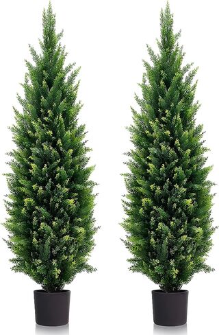 5ft Artificial Topiary Trees Beautiful Realistic Faux Cedar Pines UV Protection for Indoor Outdoor Front Porch Decorate (Christmas Tree*2) in Saudi Arabia