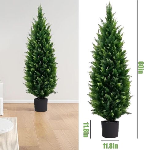5ft Artificial Topiary Trees Beautiful Realistic Faux Cedar Pines UV Protection for Indoor Outdoor Front Porch Decorate (Christmas Tree*2) in Saudi Arabia