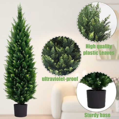 5ft Artificial Topiary Trees Beautiful Realistic Faux Cedar Pines UV Protection for Indoor Outdoor Front Porch Decorate (Christmas Tree*2) in Saudi Arabia