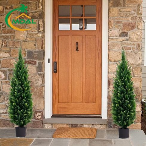 5ft Artificial Topiary Trees Beautiful Realistic Faux Cedar Pines UV Protection for Indoor Outdoor Front Porch Decorate (Christmas Tree*2) in Saudi Arabia