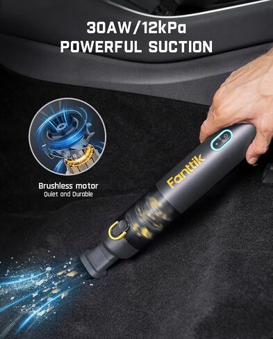 Fanttik Slim V8 Mate Cordless Car Vacuum High Power, 12000Pa/30AW, RobustClean™ Mini Vacuum with Flexible Hose and Pet Brush, 2H Fast Charge, Portable Vacuum for Car Interior Home Cleaning in Saudi Arabia