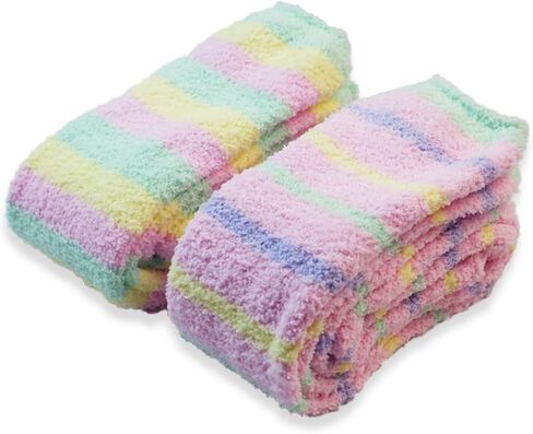 CutiePlusU Striped Coral Fleece Socks Winter Warm Over Knee High Socks Soft Fuzzy Thigh High Socks 2 pairs Pack in Saudi Arabia