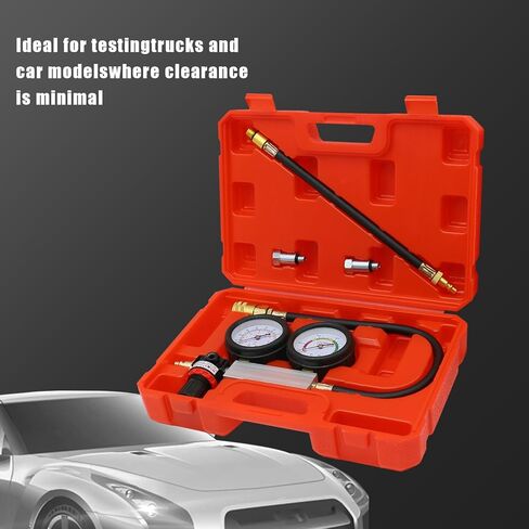 مجموعة اختبار تسرب الأسطوانة، اختبار ضغط محرك البنزين، مقاييس ضغط مزدوجة، كاشف تسرب ضغط المحرك لمحرك البنزين مع شمعات إشعال 10 12 14 مم (أحمر) in Kuwait