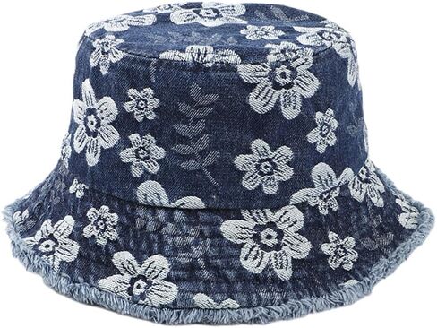 Cotton Denim Bucket Hat Vintage Sun Protection Sun Hat Small Pocket Embroidery Fisherman Cap for Men Women Teens Outdoor in Saudi Arabia