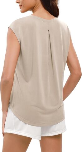 ODODOS Modal Soft Sleeveless Shirts for Women Crew Neck Yoga Tee Summer Flowy Workout Tank Tops in Kuwait