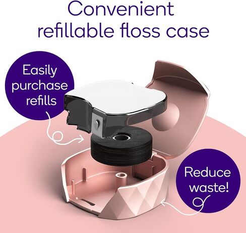 BURST Refillable Dental Floss Dispenser Set - Mint Eucalyptus Aroma - Expanding Floss - Stain-Absorbing, Woven Tooth Floss - Levender Case + 32 Yards Charcoal Floss in Saudi Arabia