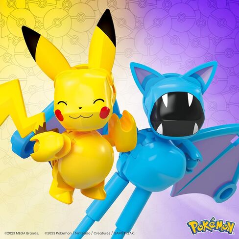 MEGA Pokémon Building Toys Set Pikachu & Zubat with 40 Pieces, 2 Poseable Characters and Poké Ball, 2 Inches Tall, for Kids in Saudi Arabia