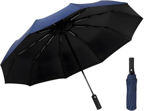 Compact Small Travel Umbrella,3-in-1 Strong Umbrellas for Rain Windproof Sun Protection, Portable Pop Up Umbrella with Automatic Open and Close,Classic Blue Umbrella for Travel Essentials in Saudi Arabia
