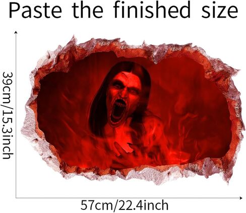 Scary 3D Halloween Witch Wall Decals Ghost Wall Window Stickers for Bedroom, Spooky Long Hair Ghost Wall Window Clings for Bar Pub Decorations Removable Murals for Living Room in Saudi Arabia
