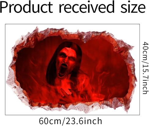 Scary 3D Halloween Witch Wall Decals Ghost Wall Window Stickers for Bedroom, Spooky Long Hair Ghost Wall Window Clings for Bar Pub Decorations Removable Murals for Living Room in Saudi Arabia