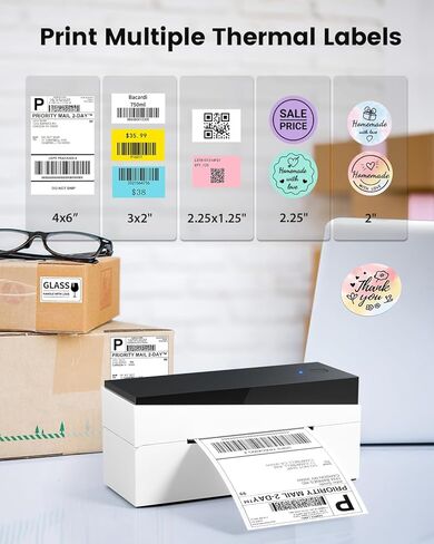 طابعة ملصقات حرارية بلوتوث، طابعة ملصقات شحن 249BT، طابعة ملصقات 4x6 لحزم شحن الأعمال الصغيرة تدعم Android وiOS وWindows، تستخدم على نطاق واسع لأمازون وEbay وUPS in Kuwait