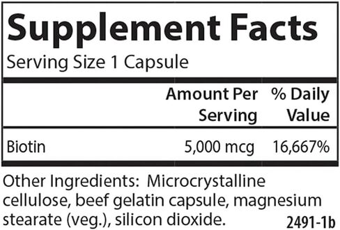 Carlson - Biotin, 5000 mcg, Healthy Hair, Strong Nails & Energy Production, 50 Capsules in Saudi Arabia