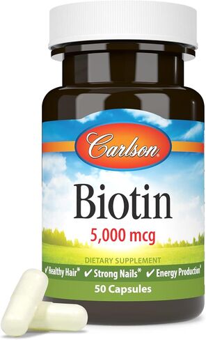 Carlson - Biotin, 5000 mcg, Healthy Hair, Strong Nails & Energy Production, 50 Capsules in Saudi Arabia