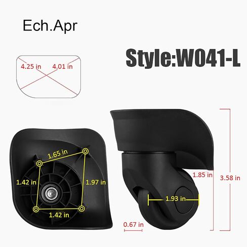 Ech.Apr 2 قطعة استبدال عجلات الأمتعة، عجلات استبدال حقيبة الأمتعة البلاستيكية، عجلات دوران 360 درجة لاستبدال حقيبة السفر، أسود in Saudi Arabia