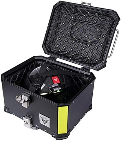 VCOROS دراجة نارية العلوي صندوق دراجة نارية جذع 65L مقاوم للماء سبائك الألومنيوم دراجة نارية الذيل صندوق عالمي لوحة مونوكي، صندوق خلفي للتخزين في المناطق النائية (فضي، 60 لتر) in Kuwait