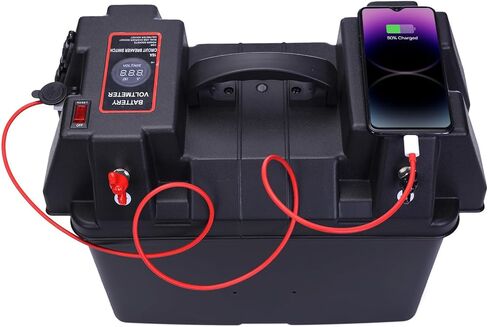 GarfatolRv Trolling Motor Battery Marine Boat Smart Battery Box مركز الطاقة مع موصلات أندرسون المزدوجة in Kuwait