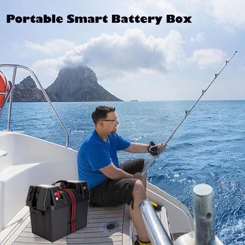 GarfatolRv Trolling Motor Battery Marine Boat Smart Battery Box مركز الطاقة مع موصلات أندرسون المزدوجة in Kuwait