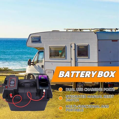 GarfatolRv Trolling Motor Battery Marine Boat Smart Battery Box مركز الطاقة مع موصلات أندرسون المزدوجة in Kuwait
