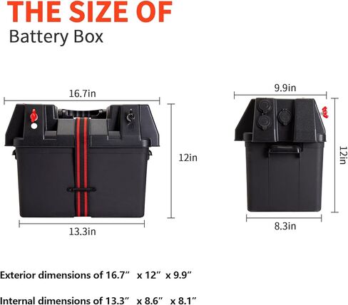 GarfatolRv Trolling Motor Battery Marine Boat Smart Battery Box مركز الطاقة مع موصلات أندرسون المزدوجة in Kuwait