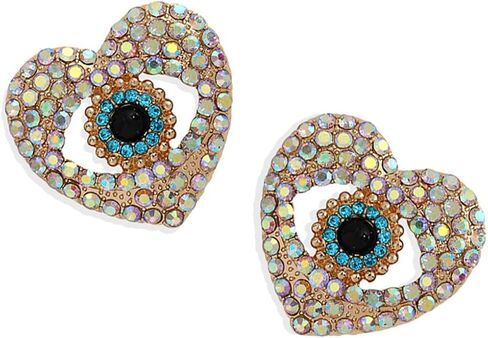 Gold Plated Blue Evil Eyes Heart Pearl Crystal Earrings for Women Girl Turkish Mal De Ojo Heart Peach Love Evil Eye Rhinestone Cubic Zirconia Drop Earrings Birthday Engagement Anniversary Jewelry Gift in Saudi Arabia