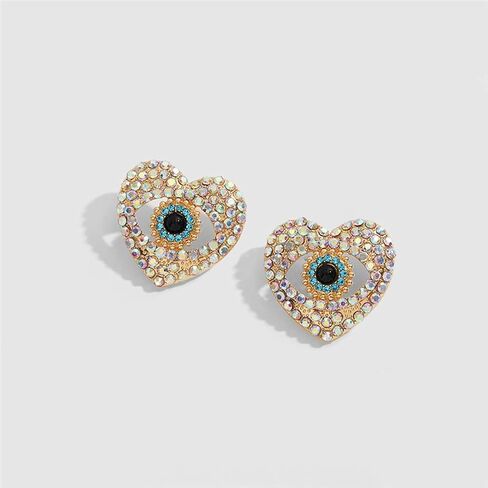 Gold Plated Blue Evil Eyes Heart Pearl Crystal Earrings for Women Girl Turkish Mal De Ojo Heart Peach Love Evil Eye Rhinestone Cubic Zirconia Drop Earrings Birthday Engagement Anniversary Jewelry Gift in Saudi Arabia