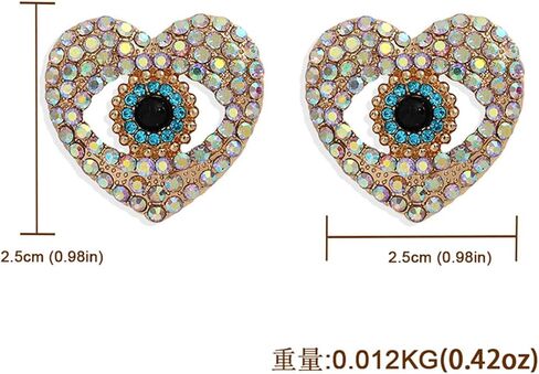 Gold Plated Blue Evil Eyes Heart Pearl Crystal Earrings for Women Girl Turkish Mal De Ojo Heart Peach Love Evil Eye Rhinestone Cubic Zirconia Drop Earrings Birthday Engagement Anniversary Jewelry Gift in Saudi Arabia